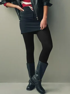 Next Black Thermal Wool Blend Knitted Tights 1 Pack New