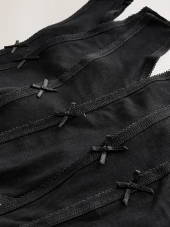 Next Thong Cotton Rich Knickers 7 Pack Black