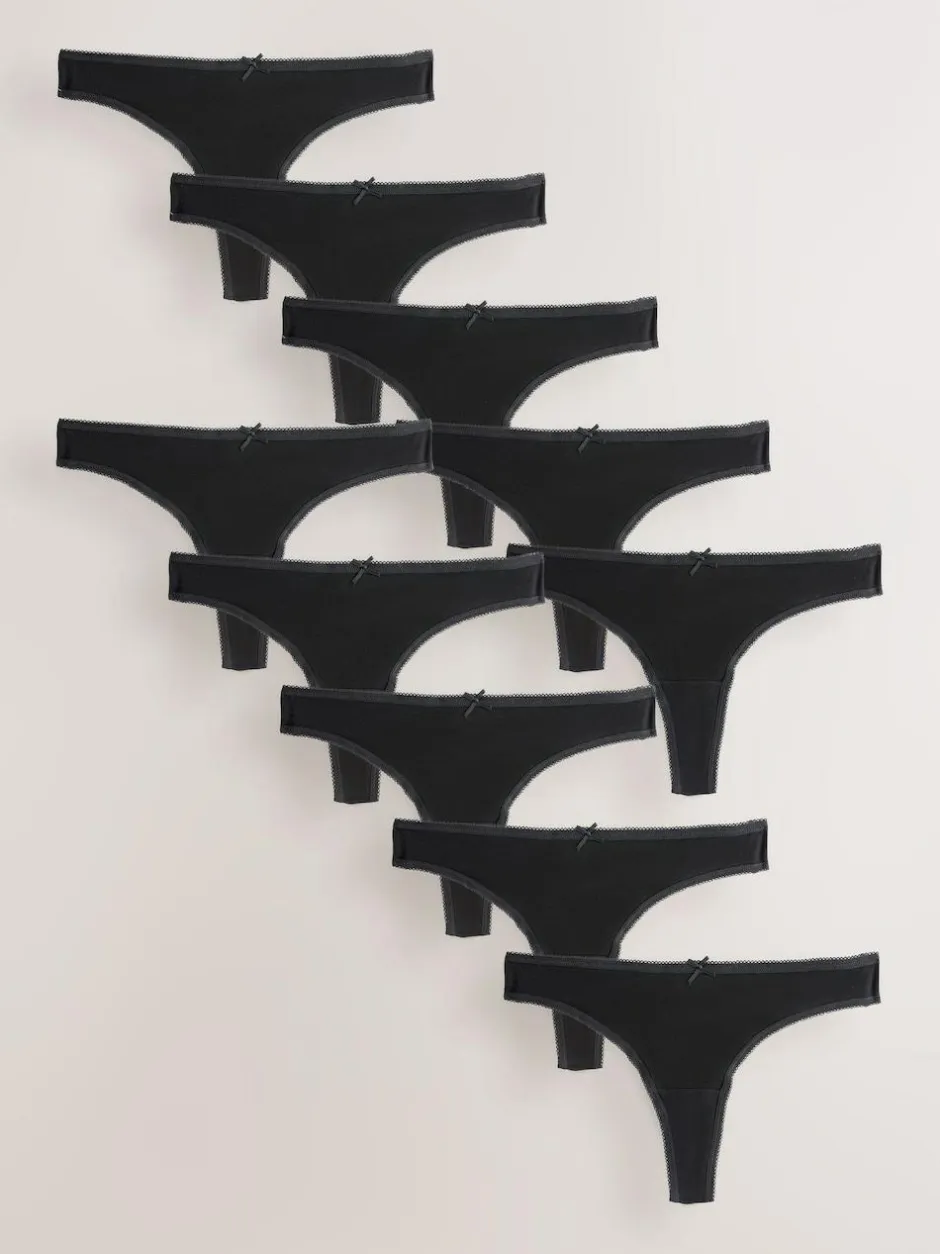 Next Black Thong Full Briefs Cotton Knickers 10 Pack Discount
