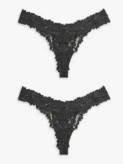 Next Black Thong Ultimate Comfort Lace Knickers 2 Pack Outlet