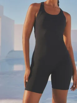 Next Tummy Control Unitard Swimsuit Black New