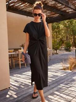 Next Twist Short Sleeved T-Shirt Summer Dress Black