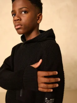 Next Black Utility Knitted Hoodie (3-16yrs) Best