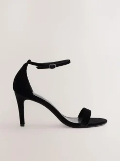 Next Forever Comfort® Strappy Heeled Sandals Black Velvet Clearance