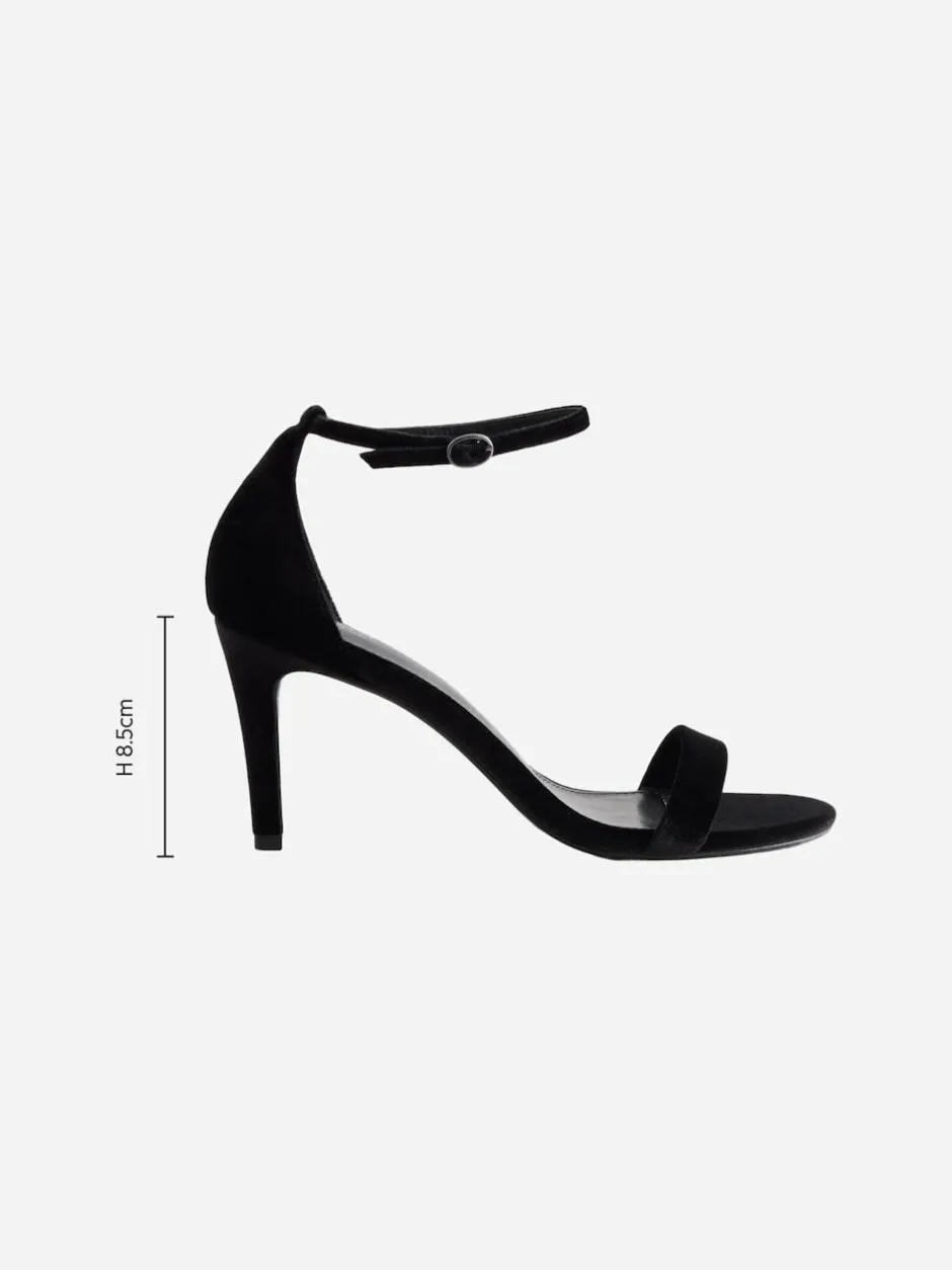 Next Forever Comfort® Strappy Heeled Sandals Black Velvet Clearance