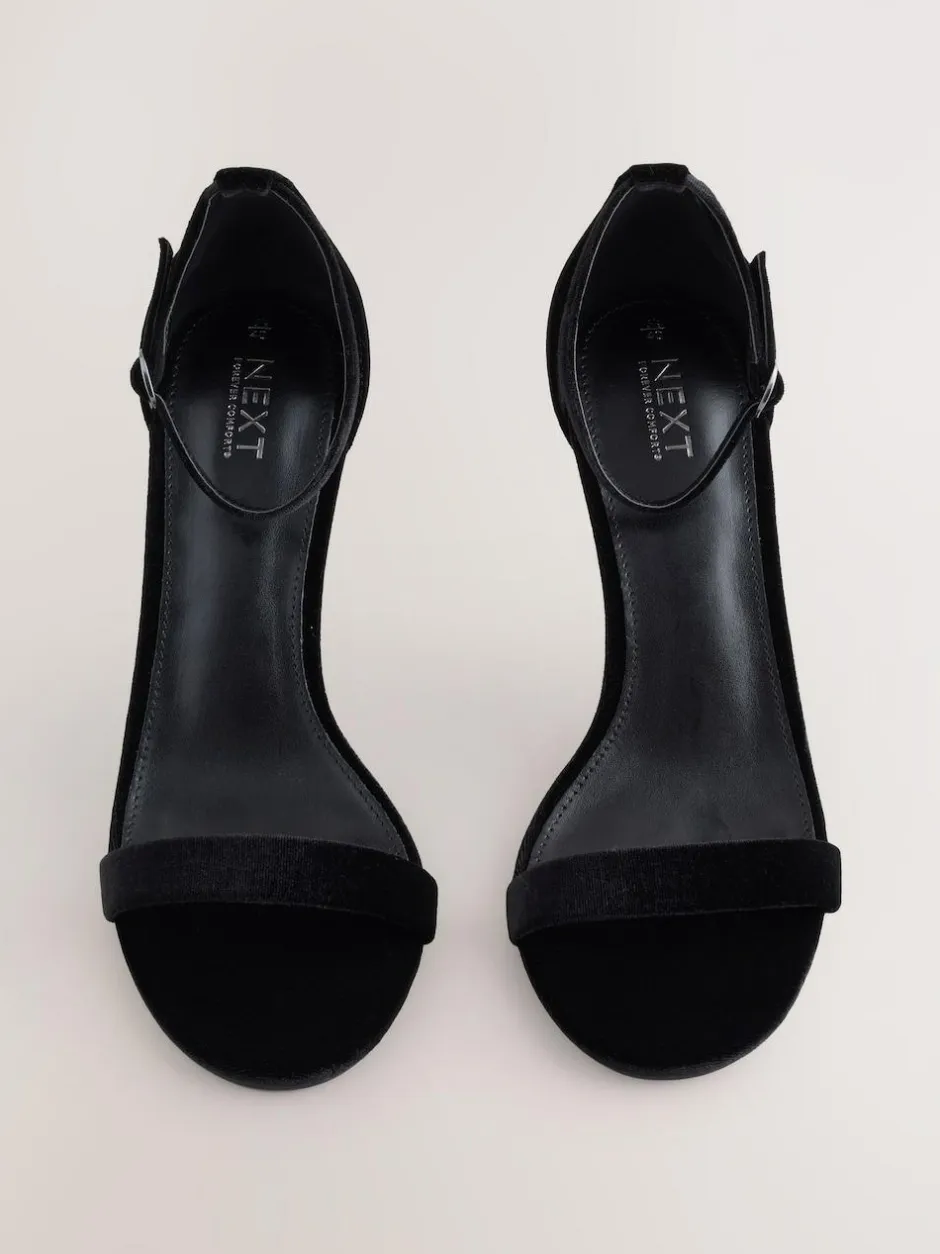Next Forever Comfort® Strappy Heeled Sandals Black Velvet Clearance