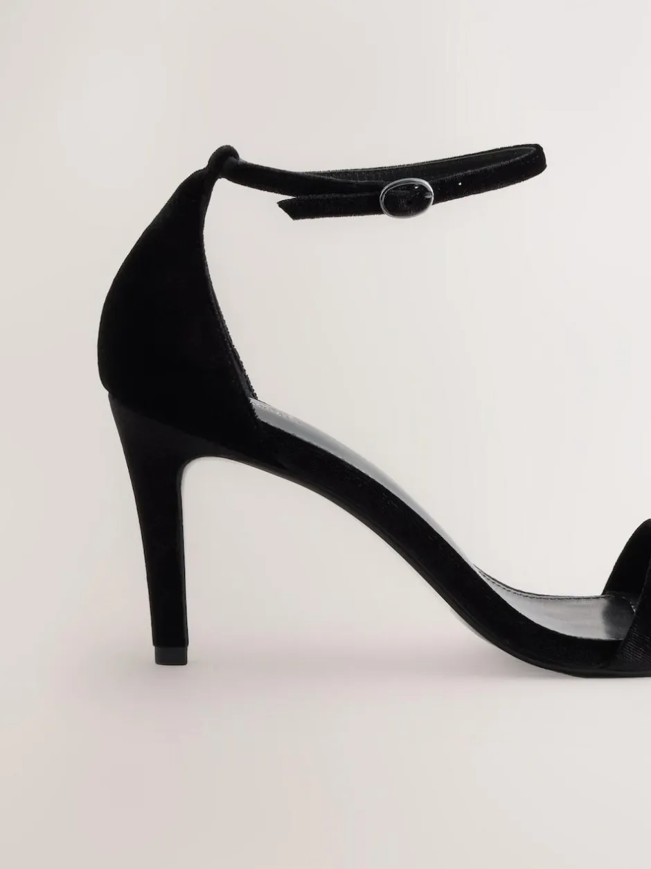 Next Forever Comfort® Strappy Heeled Sandals Black Velvet Clearance