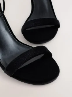 Next Forever Comfort® Strappy Heeled Sandals Black Velvet Clearance