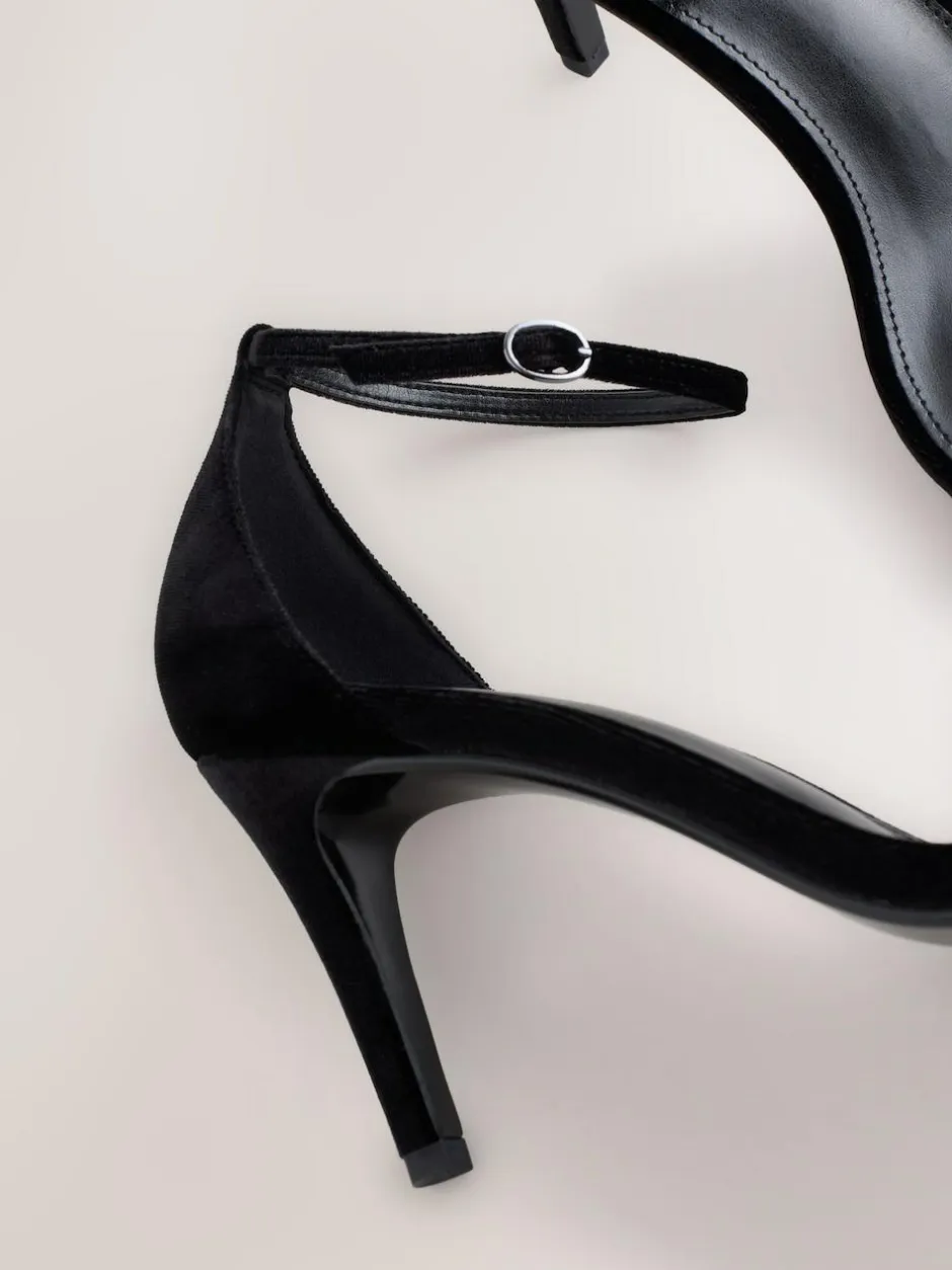Next Forever Comfort® Strappy Heeled Sandals Black Velvet Clearance