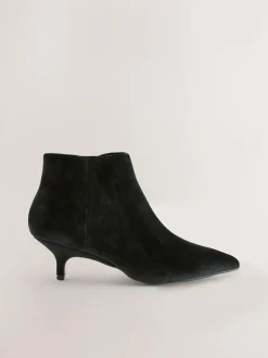 Next Forever Comfort® Kitten Heel Ankle Boots Black Velvet Clearance