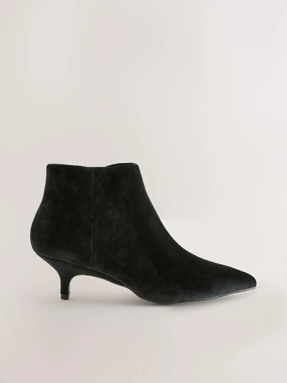 Next Forever Comfort® Kitten Heel Ankle Boots Black Velvet Clearance
