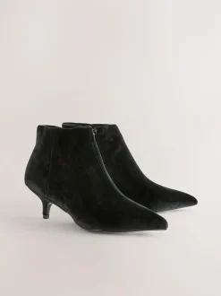 Next Forever Comfort® Kitten Heel Ankle Boots Black Velvet Clearance