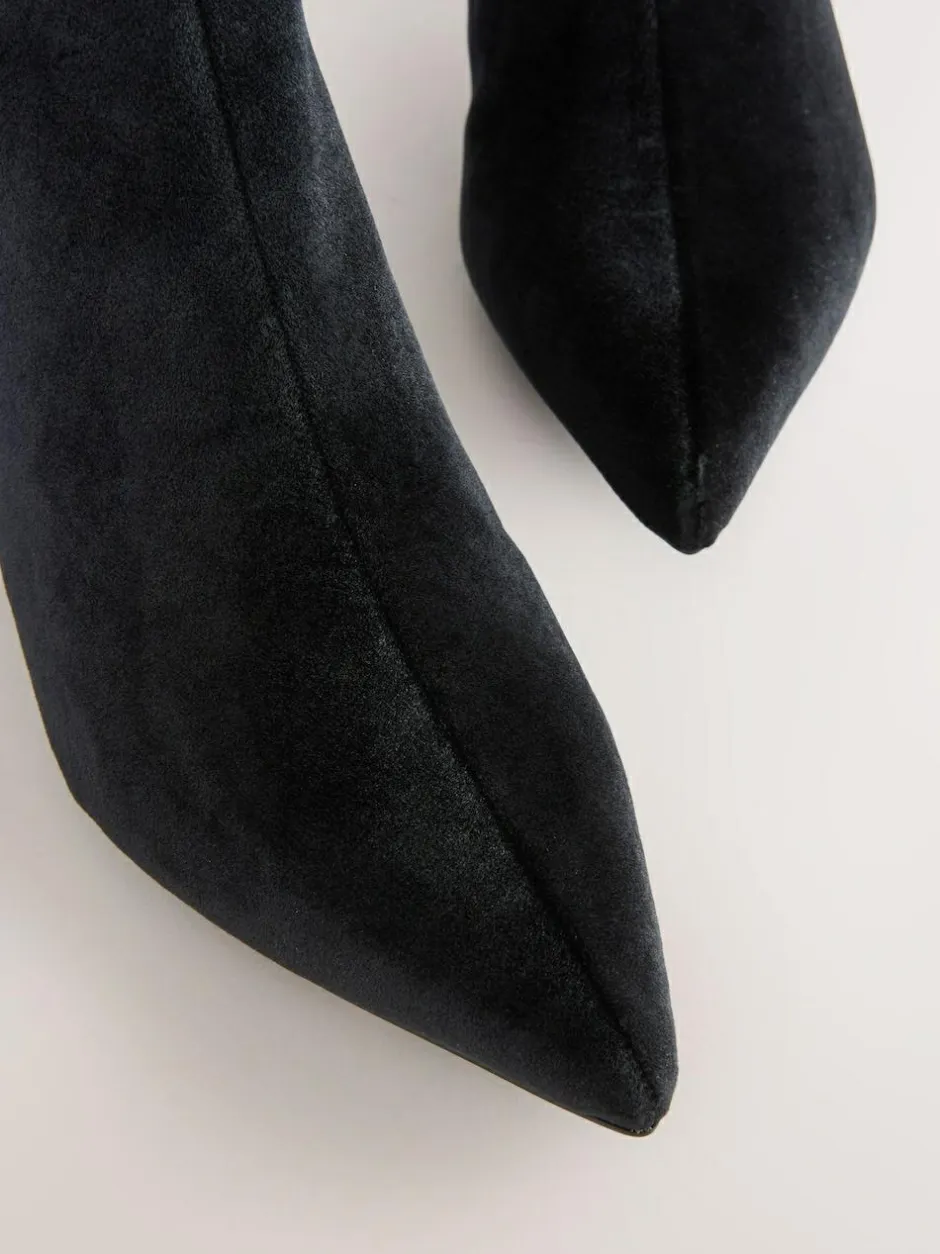 Next Forever Comfort® Kitten Heel Ankle Boots Black Velvet Clearance