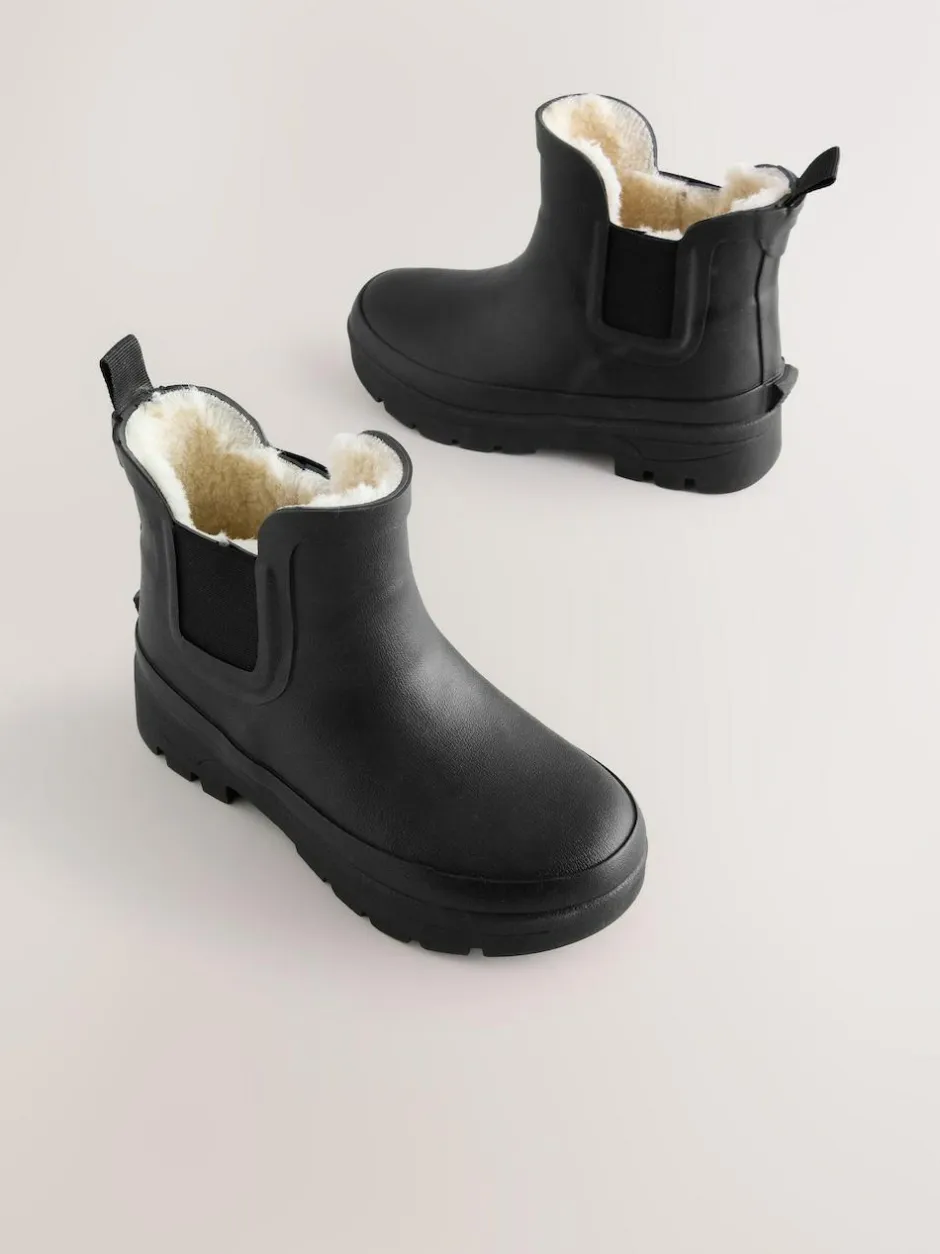 Next Warm Lined Ankle Wellies Black Best