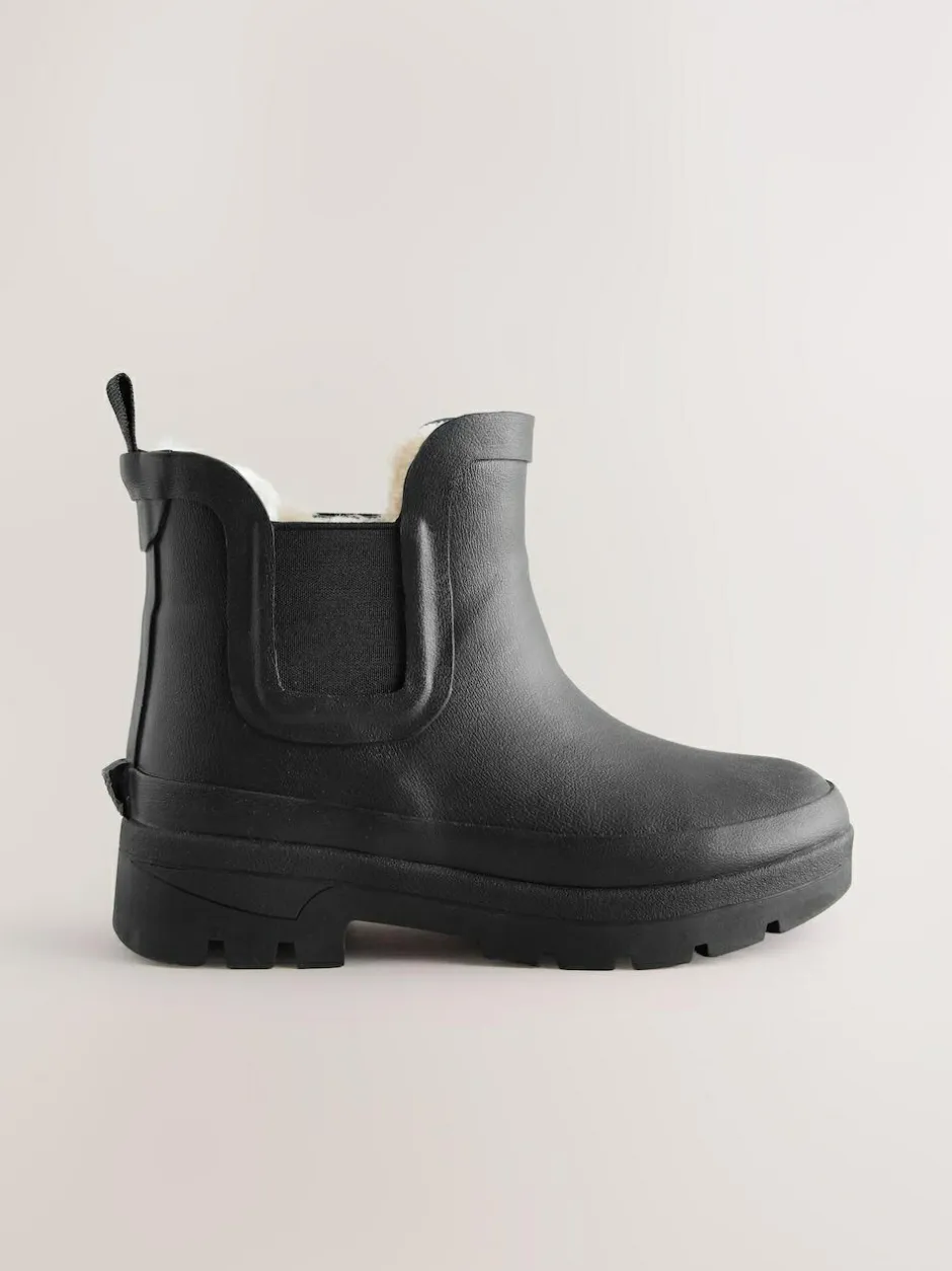 Next Warm Lined Ankle Wellies Black Best