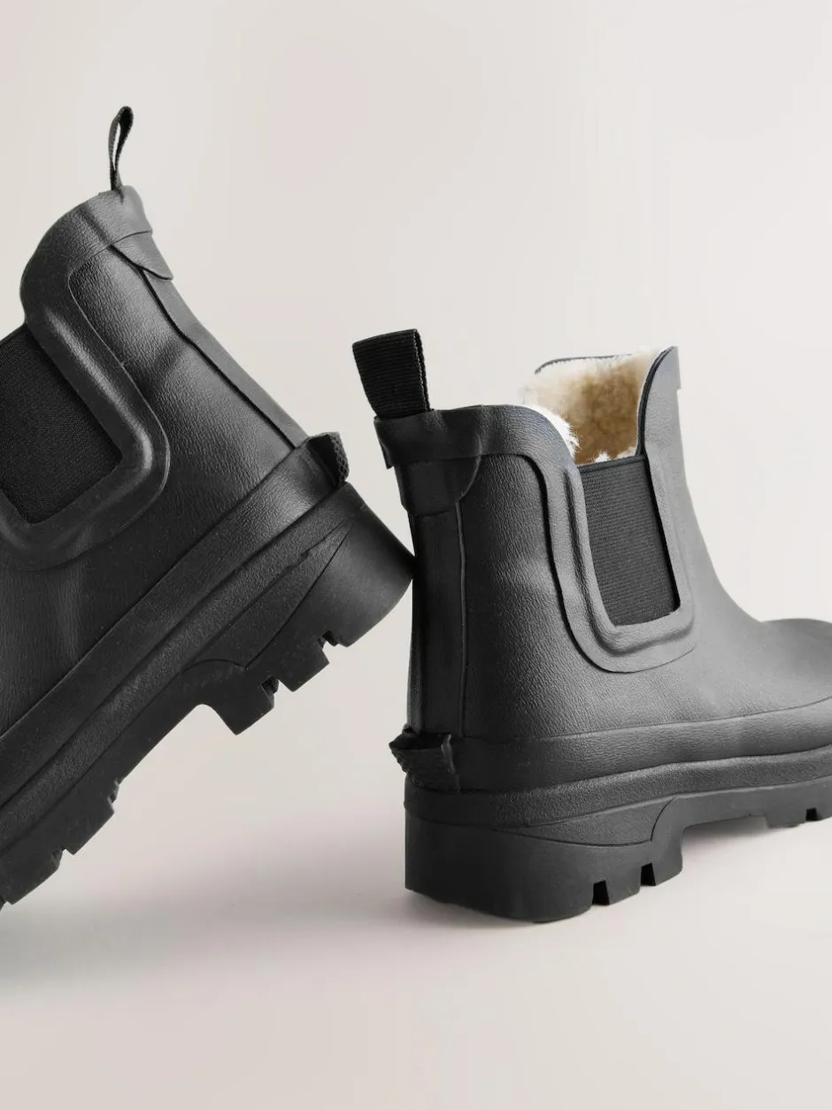 Next Warm Lined Ankle Wellies Black Best