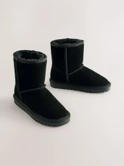 Next Water Repellent Suede Pull On Boots Black Clearance