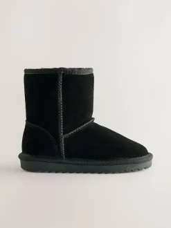 Next Water Repellent Suede Pull On Boots Black Clearance