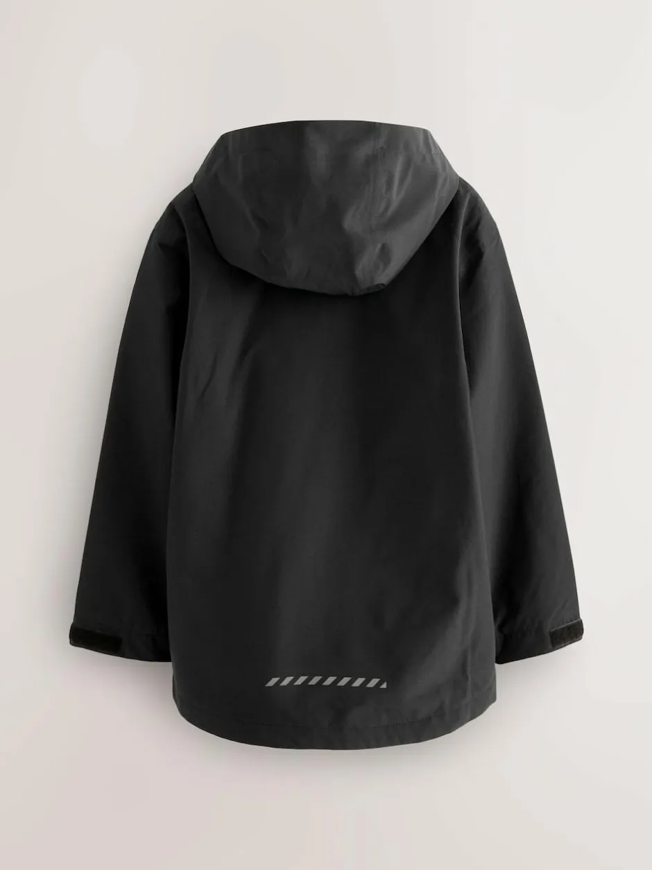 Next Black Waterproof Fleece Lined Hooded Jacket (3-16yrs) Best