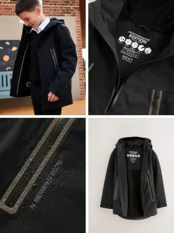 Next Black Waterproof Fleece Lined Hooded Jacket (3-16yrs) Best