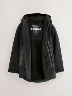 Next Black Waterproof Fleece Lined Hooded Jacket (3-16yrs) Best
