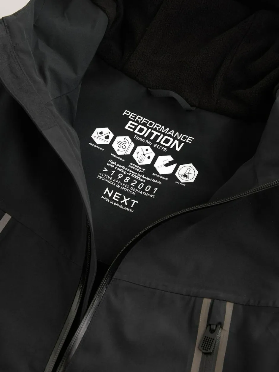 Next Black Waterproof Fleece Lined Hooded Jacket (3-16yrs) Best