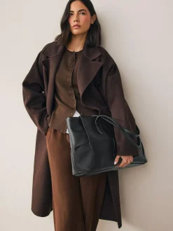 Next Black Weave Shoulder Bag Outlet
