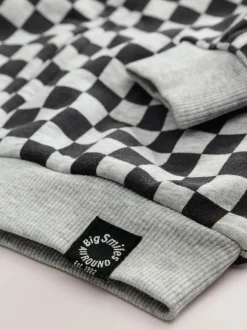 Next Black White Checkerboard Zip Through Hoodie (3mths-7yrs) New