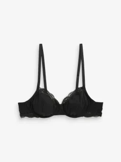 Next Black/ White/Pastel Rose Nude Non Pad Balcony Cotton Blend Ultimate Comfort Bras 3 Pack Hot