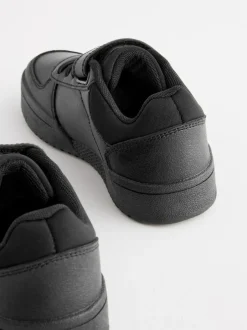 Next Black Wide Fit (G) 1 Strap Elastic Lace School Trainers