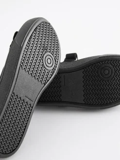 Next Black Wide Fit (G) Butterfly Embroidered School Plimsoll Shoes Outlet