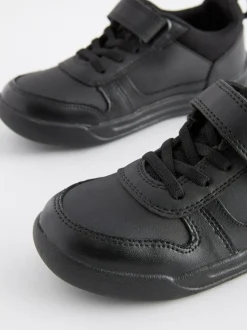Next Black Wide Fit (G) Elastic Lace School Trainers New