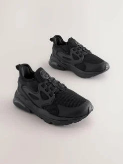 Next Wide Fit (G) Elastic Lace Trainers Black Discount