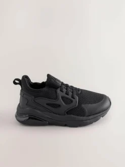 Next Wide Fit (G) Elastic Lace Trainers Black Discount