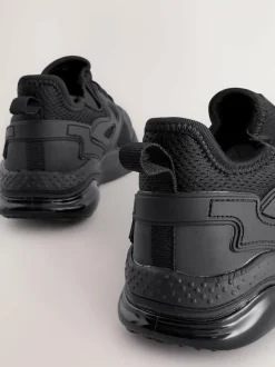 Next Wide Fit (G) Elastic Lace Trainers Black Discount