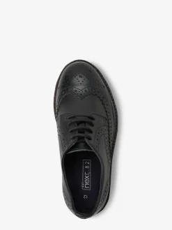 Next Wide Fit (G) Leather Laceup Brogue Shoes Black Hot