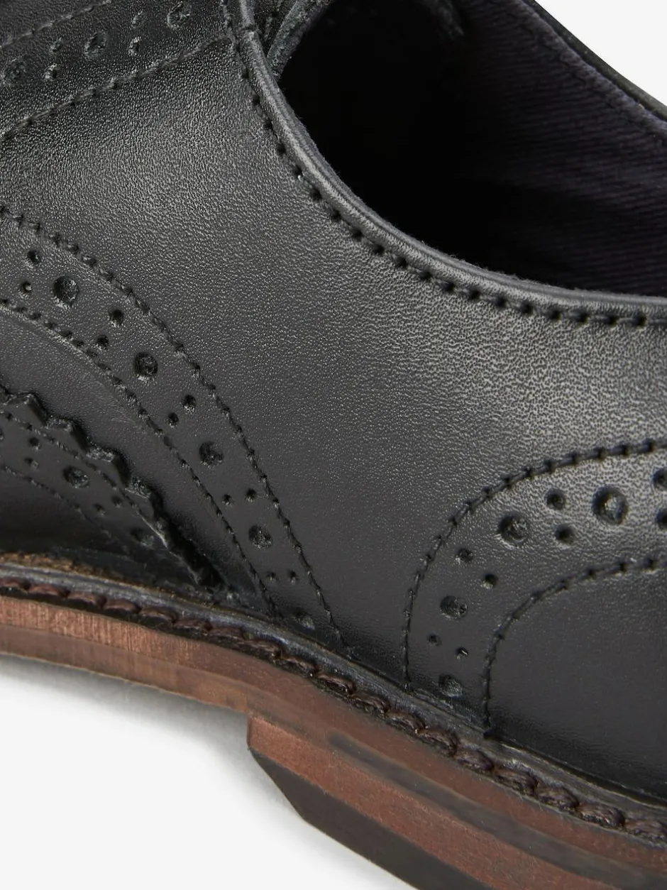 Next Wide Fit (G) Leather Laceup Brogue Shoes Black Hot