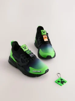 Next Black Wide Fit (G) Minecraft Elastic Lace Trainers Discount