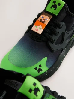 Next Black Wide Fit (G) Minecraft Elastic Lace Trainers Discount