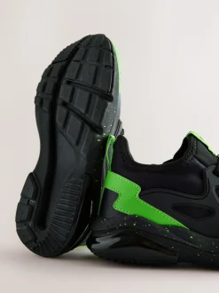 Next Black Wide Fit (G) Minecraft Elastic Lace Trainers Discount