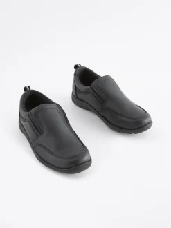 Next Black Wide Fit (G) School Leather Loafers Hot