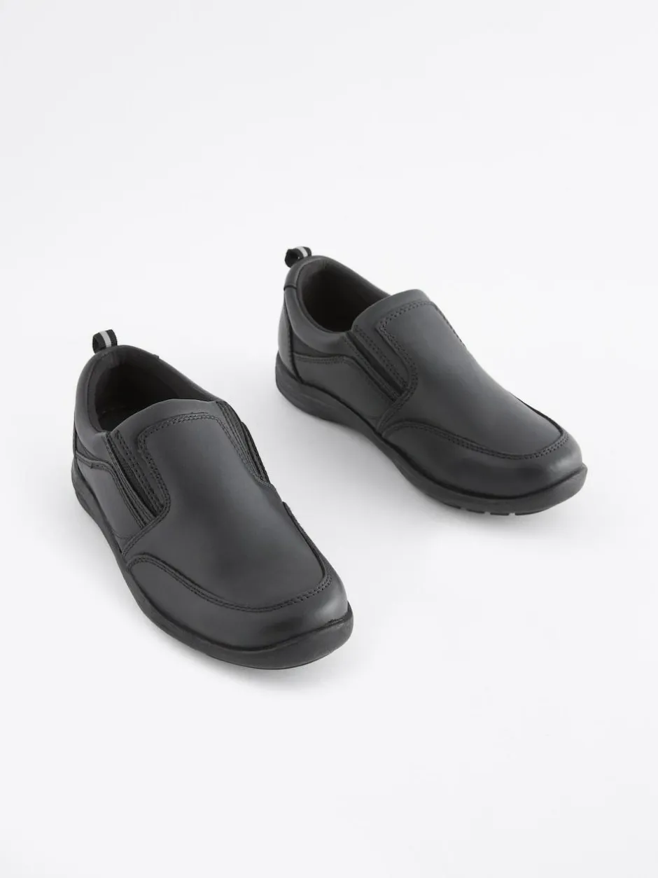 Next Black Wide Fit (G) School Leather Loafers Hot