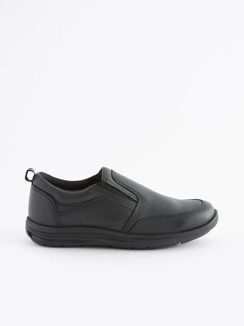 Next Black Wide Fit (G) School Leather Loafers Hot
