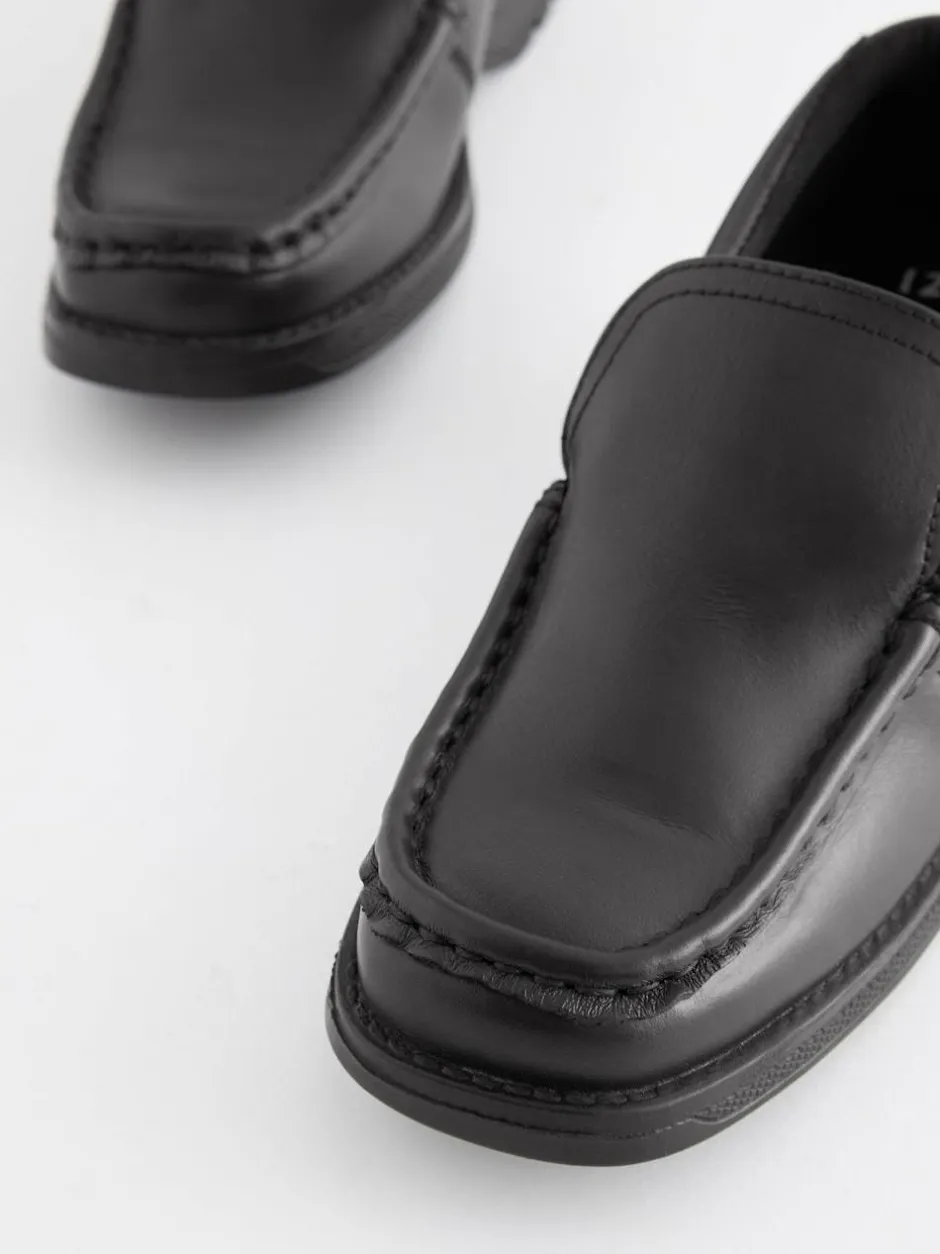 Next Black Wide Fit (G) School Leather Loafer Shoes Online