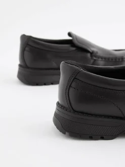 Next Black Wide Fit (G) School Leather Loafer Shoes Online