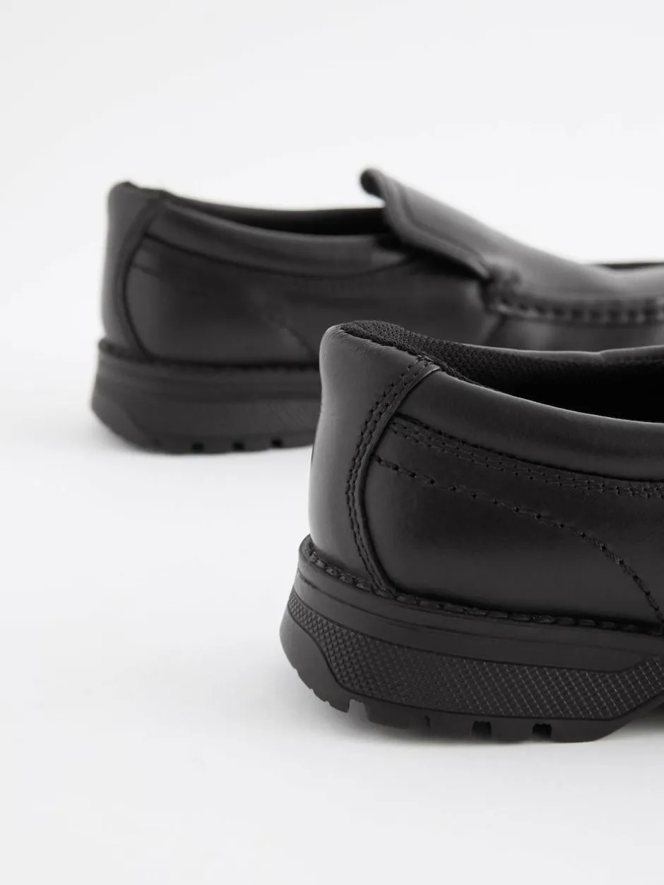 Next Black Wide Fit (G) School Leather Loafer Shoes Online
