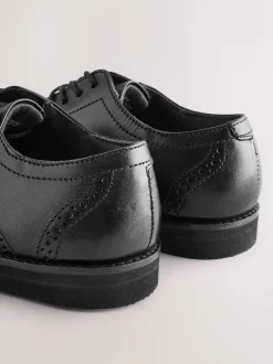 Next Wide Fit (G) Smart Leather Brogue Shoes Black Sale