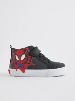 Next Black Wide Fit (G) Spidey and Friends Elastic Lace Touch Fastening Boots Hot