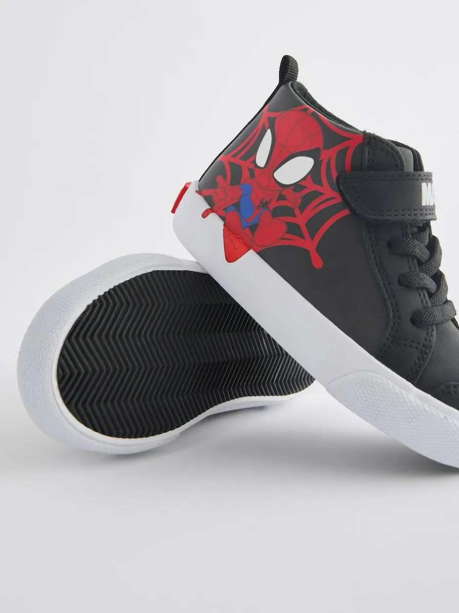 Next Black Wide Fit (G) Spidey and Friends Elastic Lace Touch Fastening Boots Hot