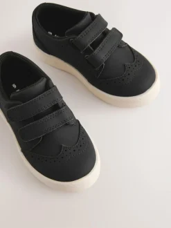 Next Wide Fit (G) Touch Fastening Brogue Shoes Black Sale